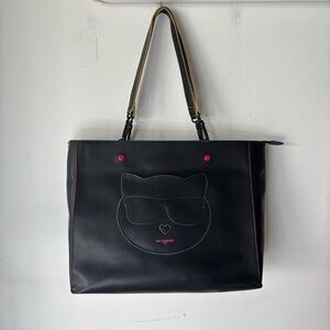 Karl Lagerfeld Black Tote with Cat Design